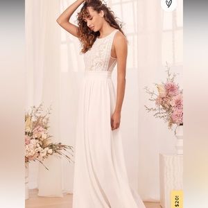 Lulus Forever and Always White Lace Maxi Dress